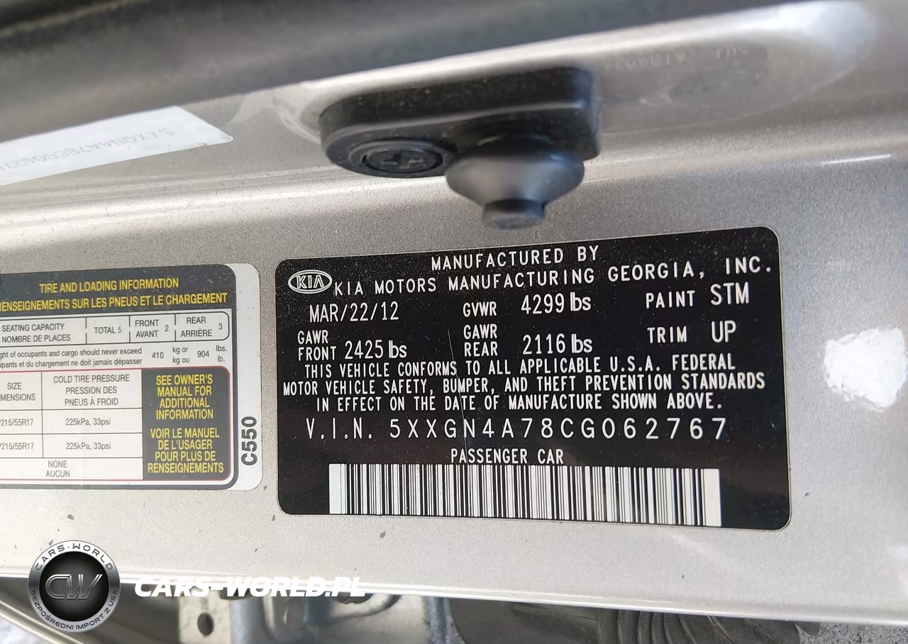 2012 Kia Optima Ex VIN:5XXGN4A78CG062767 - 9
