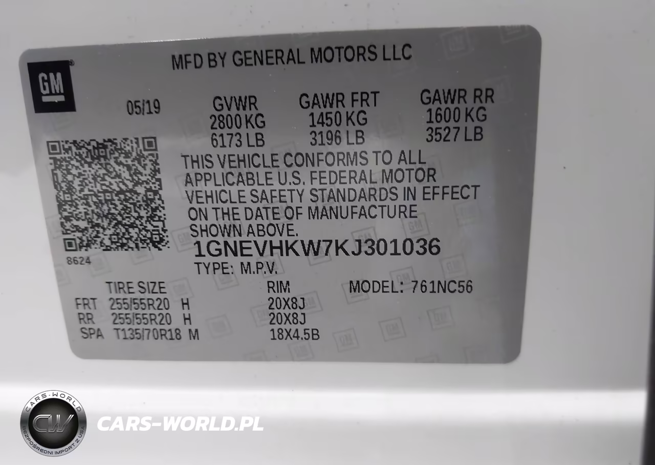 2019 Chevrolet Traverse 3Lt VIN:1GNEVHKW7KJ301036 - 9