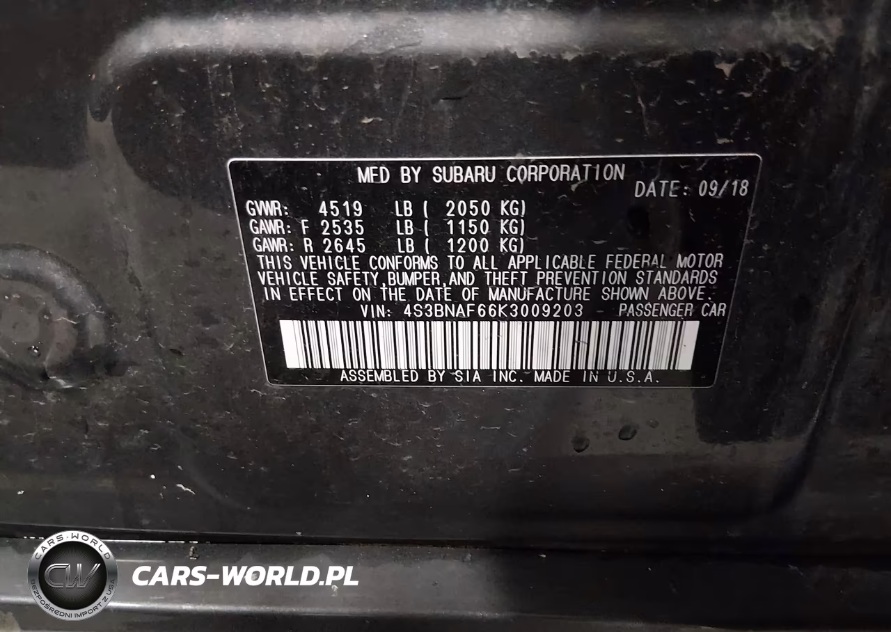 2019 Subaru Legacy 2.5I Premium VIN:4S3BNAF66K3009203 - 9