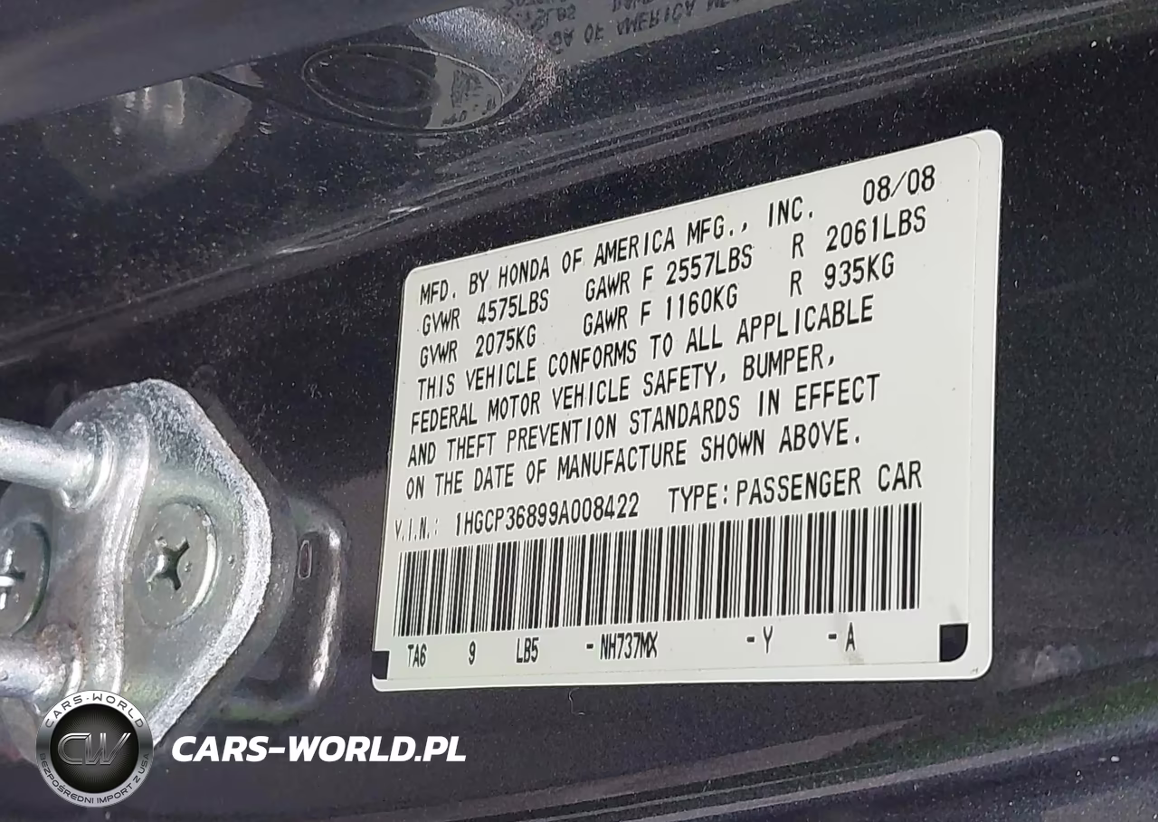 2009 Honda Accord 3.5 Ex-L VIN:1HGCP36899A008422 - 9