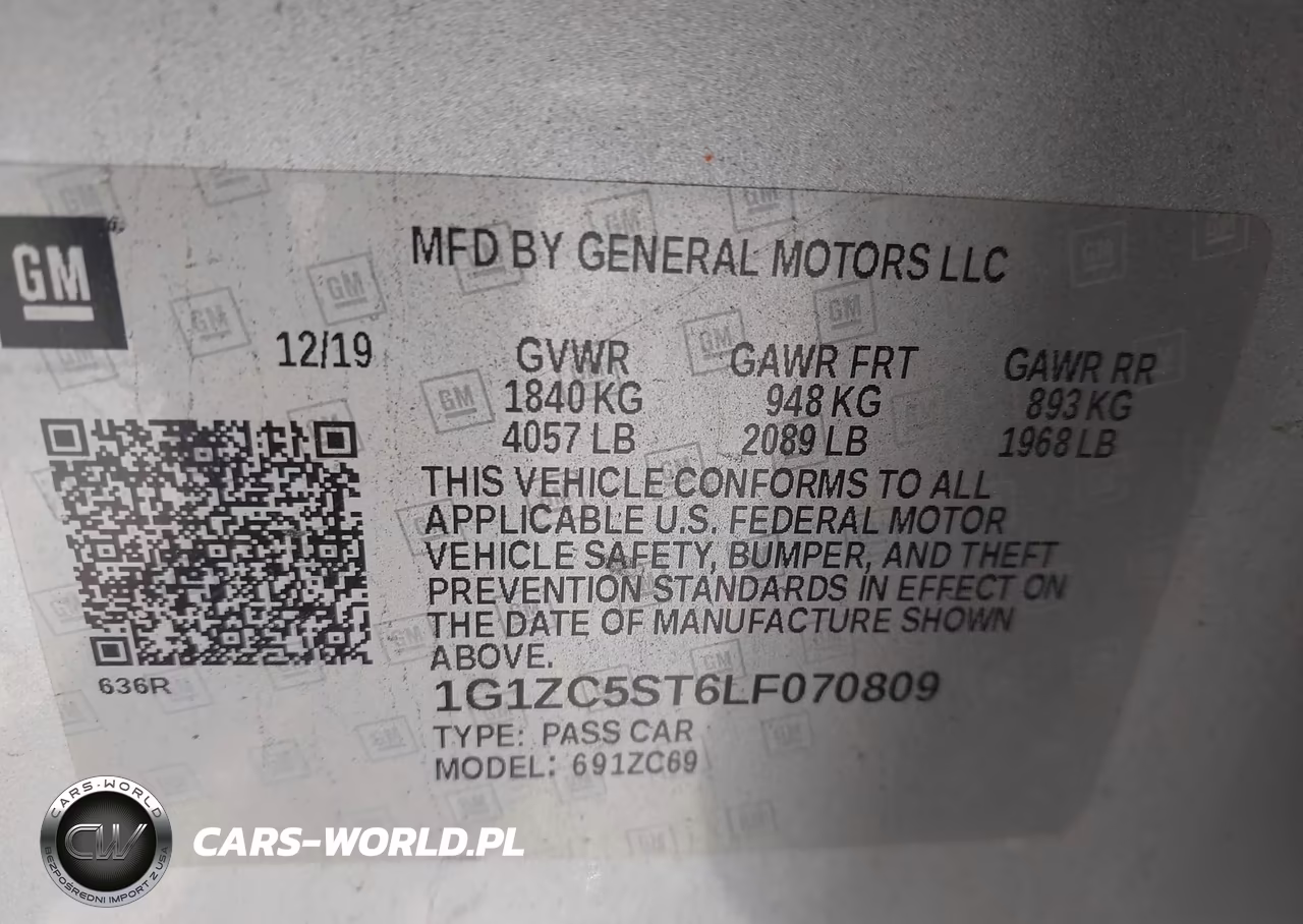 CHEVROLET MALIBU VIN:1G1ZC5ST6LF070809 - 9