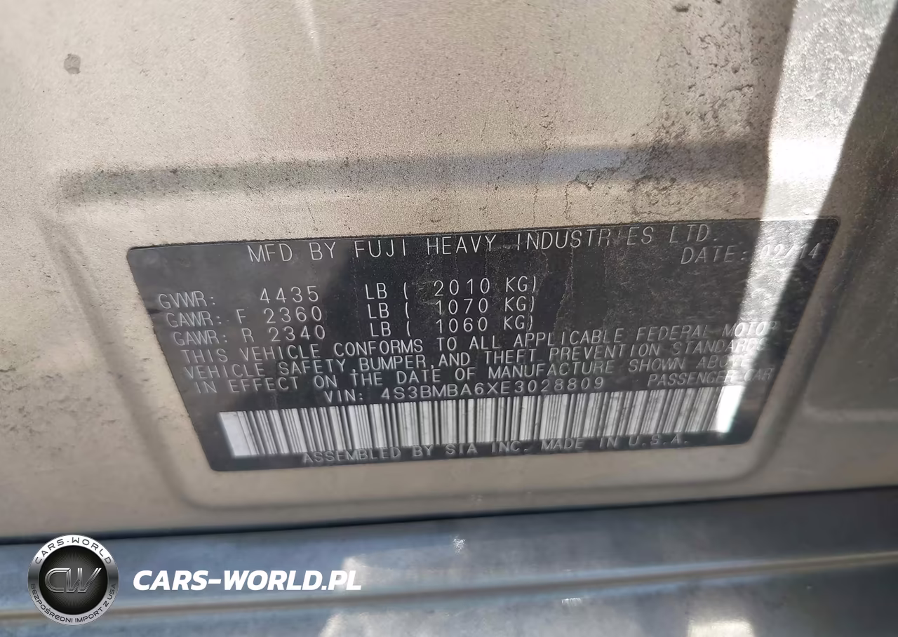 2014 Subaru Legacy 2.5I VIN:4S3BMBA6XE3028809 - 9