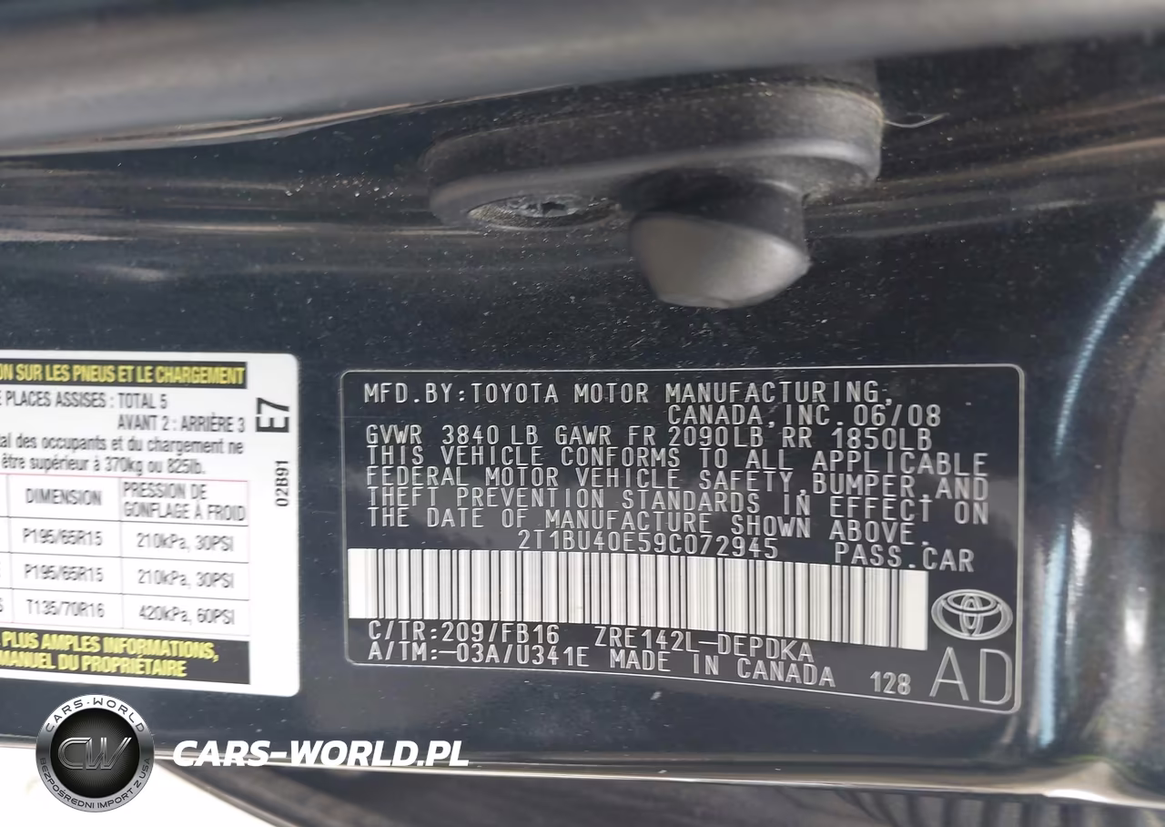 2009 Toyota Corolla Le VIN:2T1BU40E59C072945 - 9