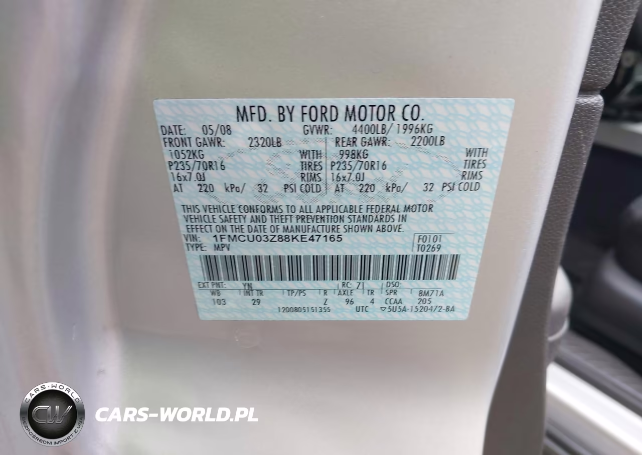 2008 Ford Escape Xlt VIN:1FMCU03Z88KE47165 - 9