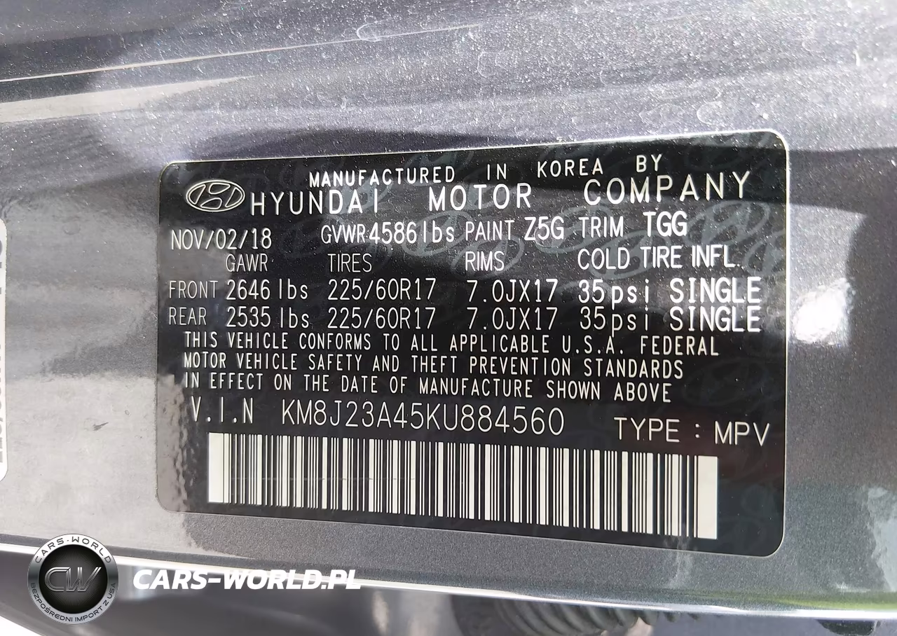 2019 Hyundai Tucson Se VIN:KM8J23A45KU884560 - 9