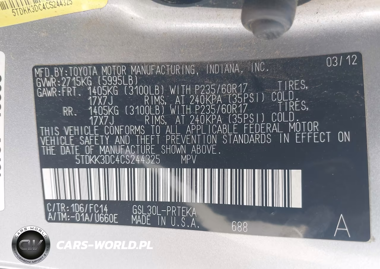 2012 Toyota Sienna Le V6 8 Passenger VIN:5TDKK3DC4CS244325 - 9