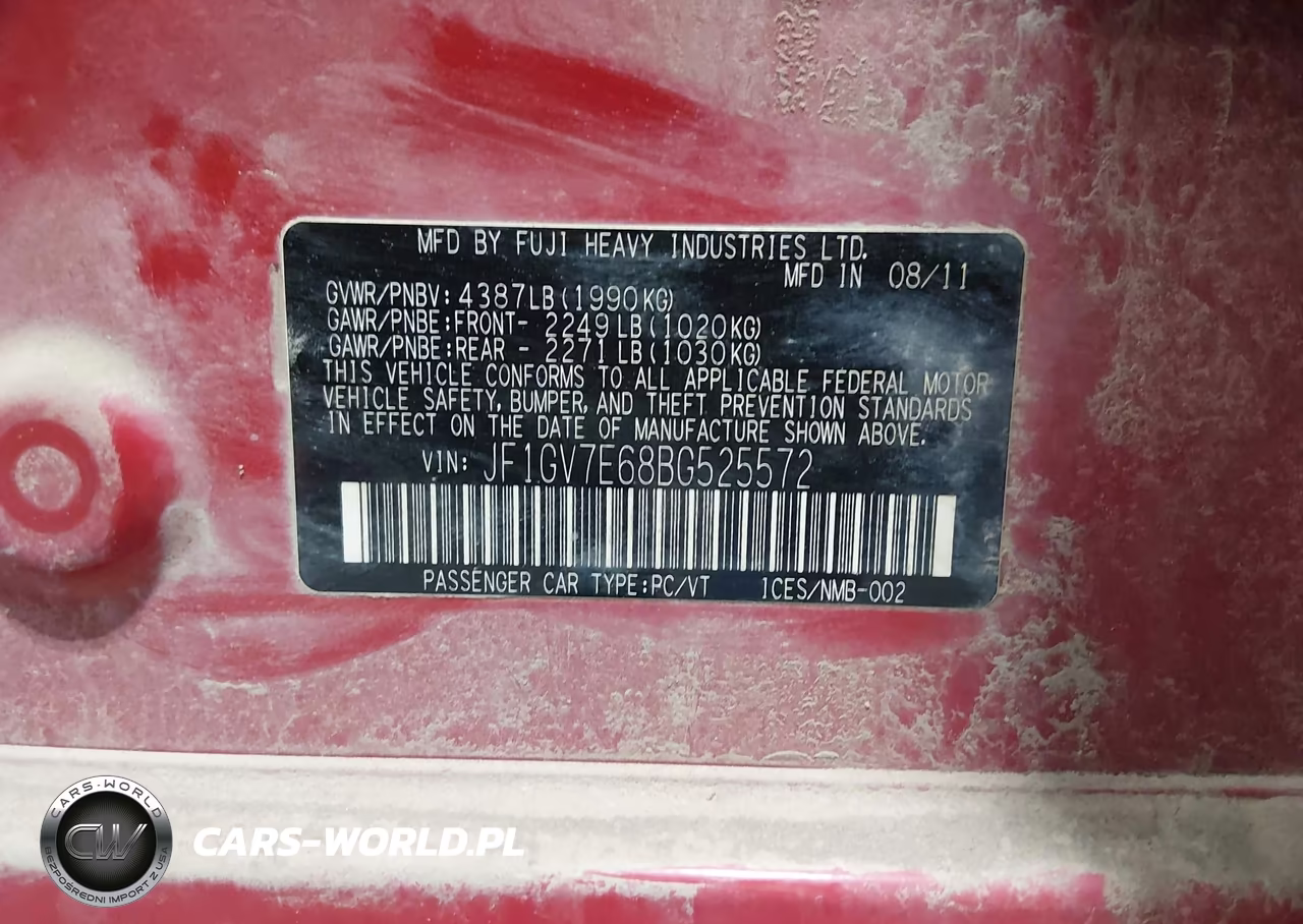 2011 Subaru Impreza Wrx VIN:JF1GV7E68BG525572 - 9