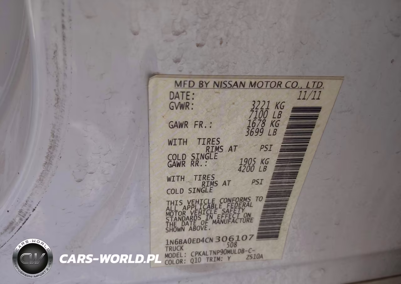 2012 Nissan Titan Sv VIN:1N6BA0ED4CN306107 - 9