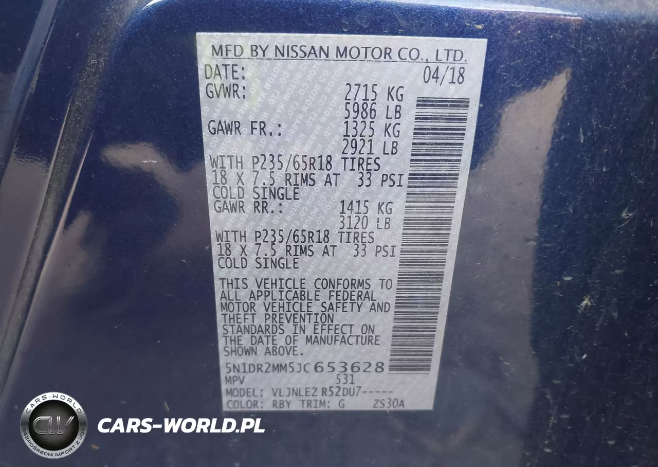 2018 Nissan Pathfinder Sv VIN:5N1DR2MM5JC653628 - 9