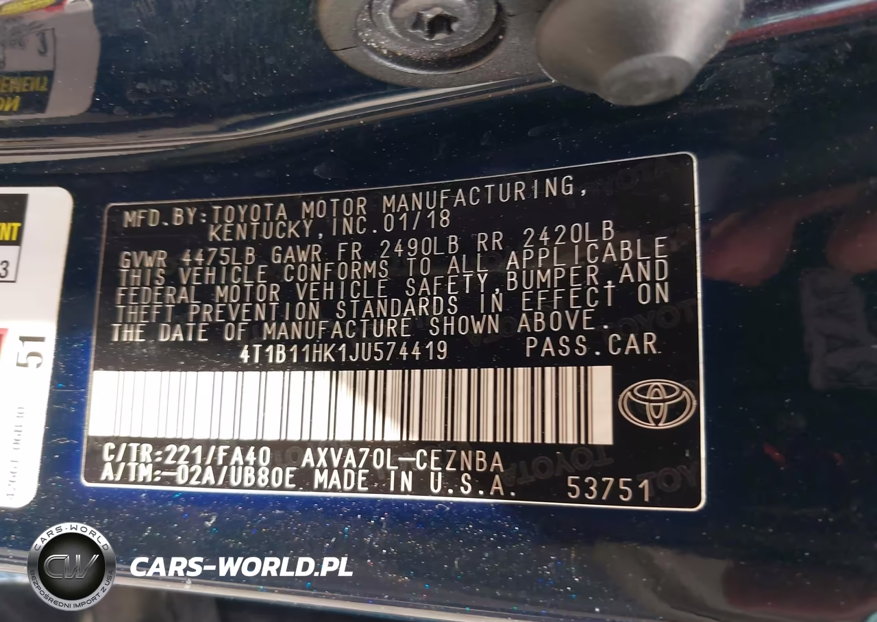 2018 Toyota Camry Le VIN:4T1B11HK1JU574419 - 9