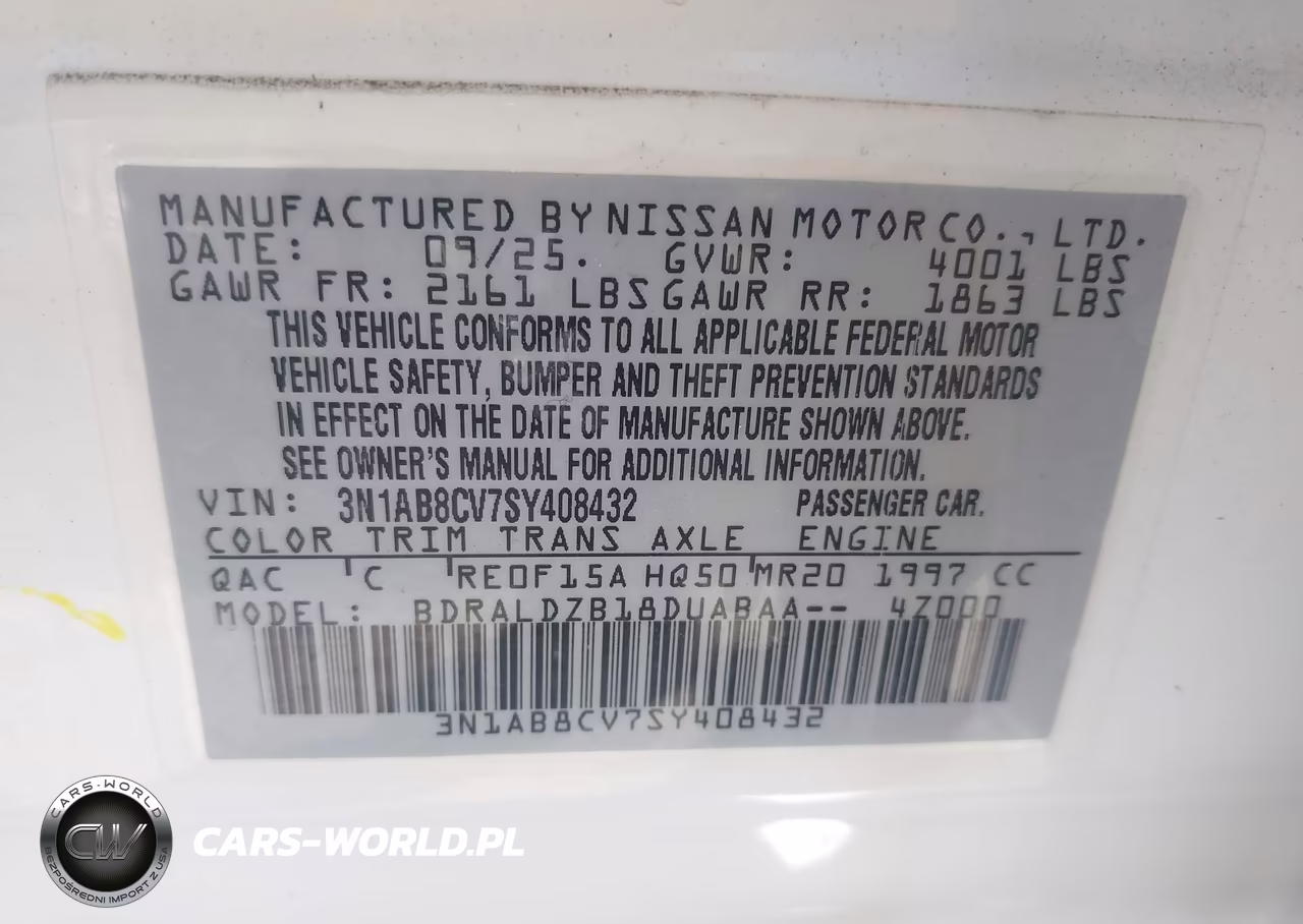 2025 Nissan Sentra Sv VIN:3N1AB8CV7SY408432 - 9