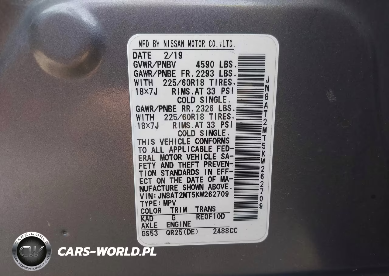 2019 Nissan Rogue Sv VIN:JN8AT2MT5KW262709 - 9