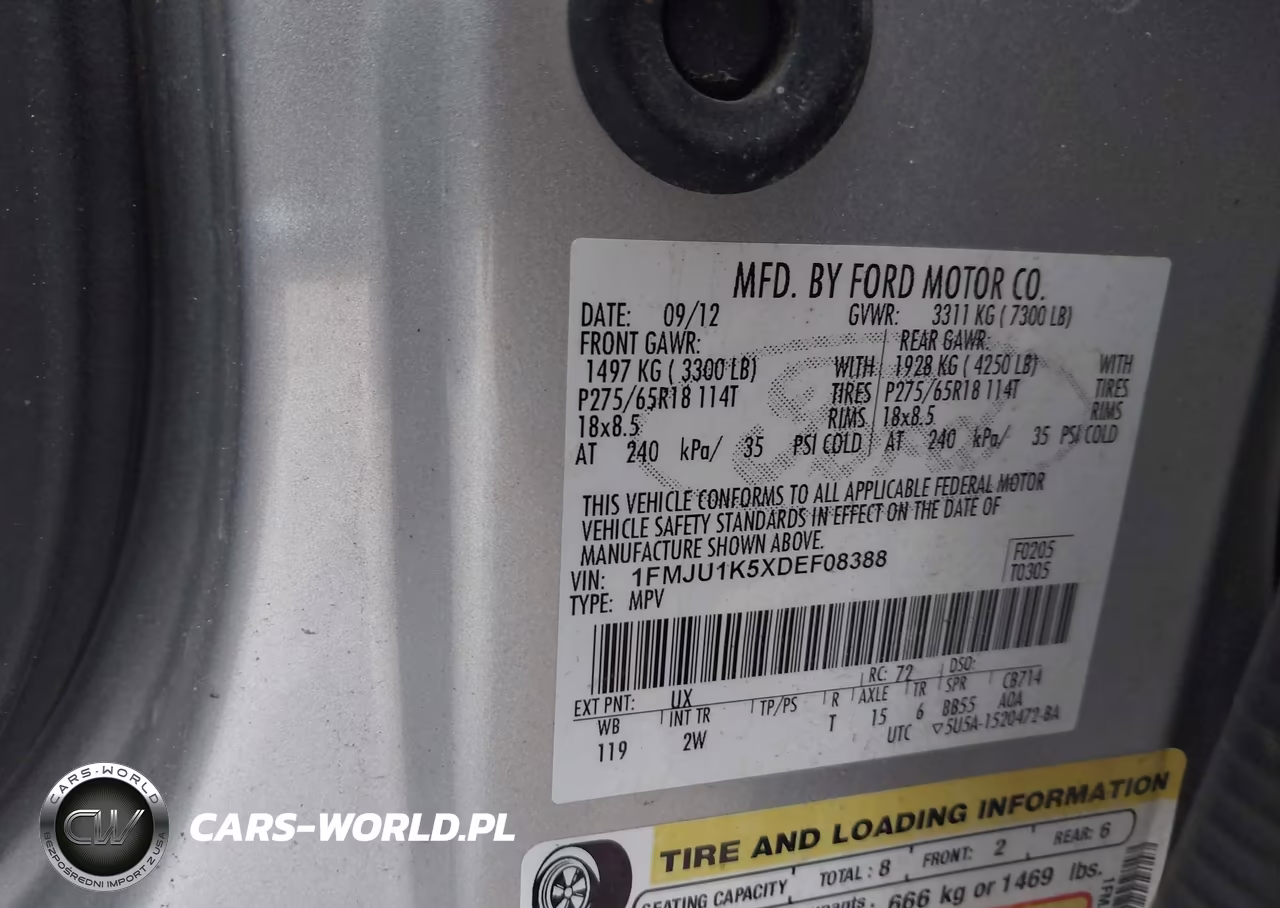 2013 Ford Expedition Limited VIN:1FMJU1K5XDEF08388 - 9