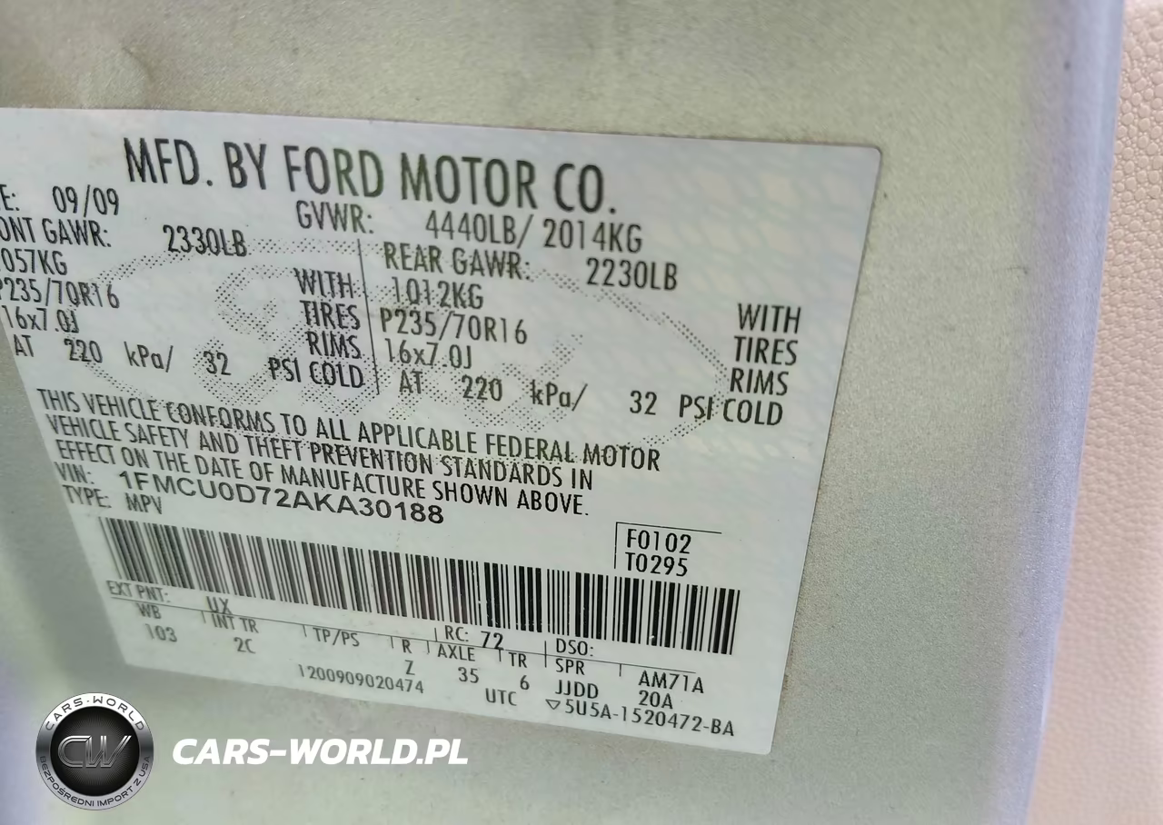 2010 Ford Escape Xlt VIN:1FMCU0D72AKA30188 - 9