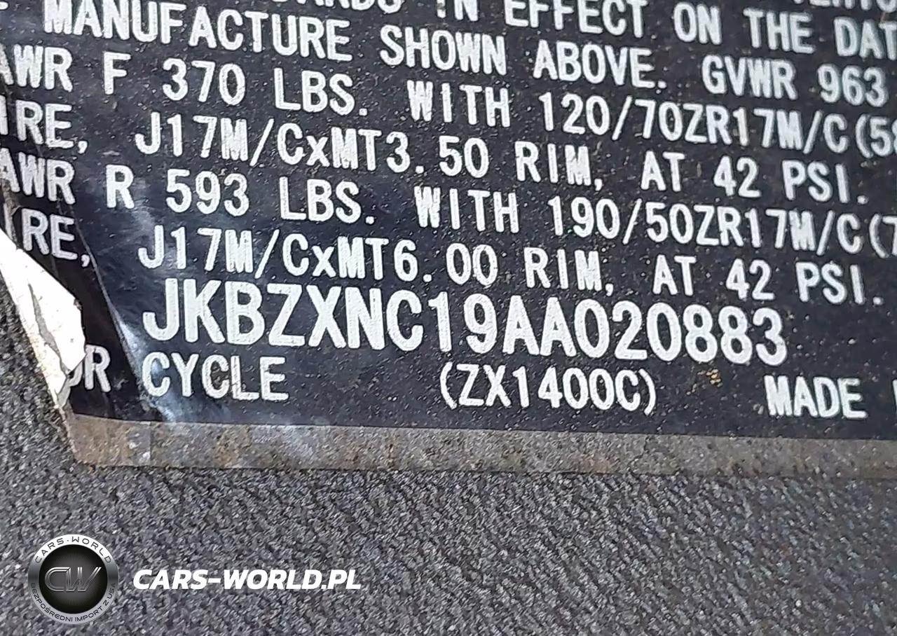 2010 Kawasaki Zx1400 C VIN:JKBZXNC19AA020883 - 10