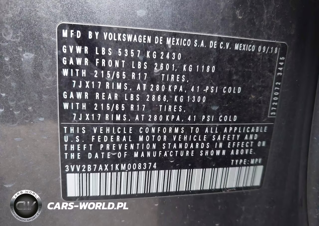 2019 Volkswagen Tiguan 2.0T Se-2.0T Sel-2.0T Sel R-Line-2.0T Sel R-Line Black VIN:3VV2B7AX1KM008374 - 9