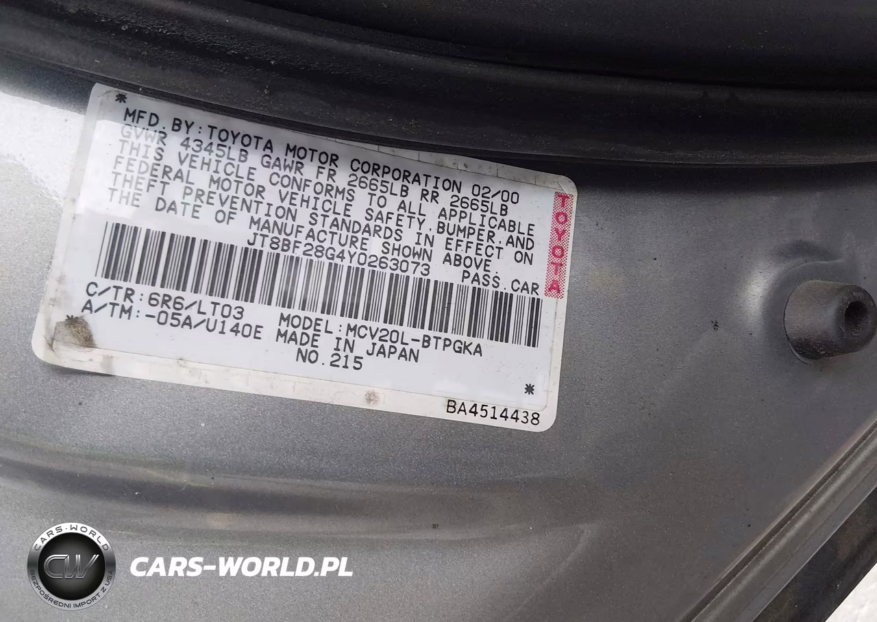 2000 Lexus Es 300 VIN:JT8BF28G4Y0263073 - 9
