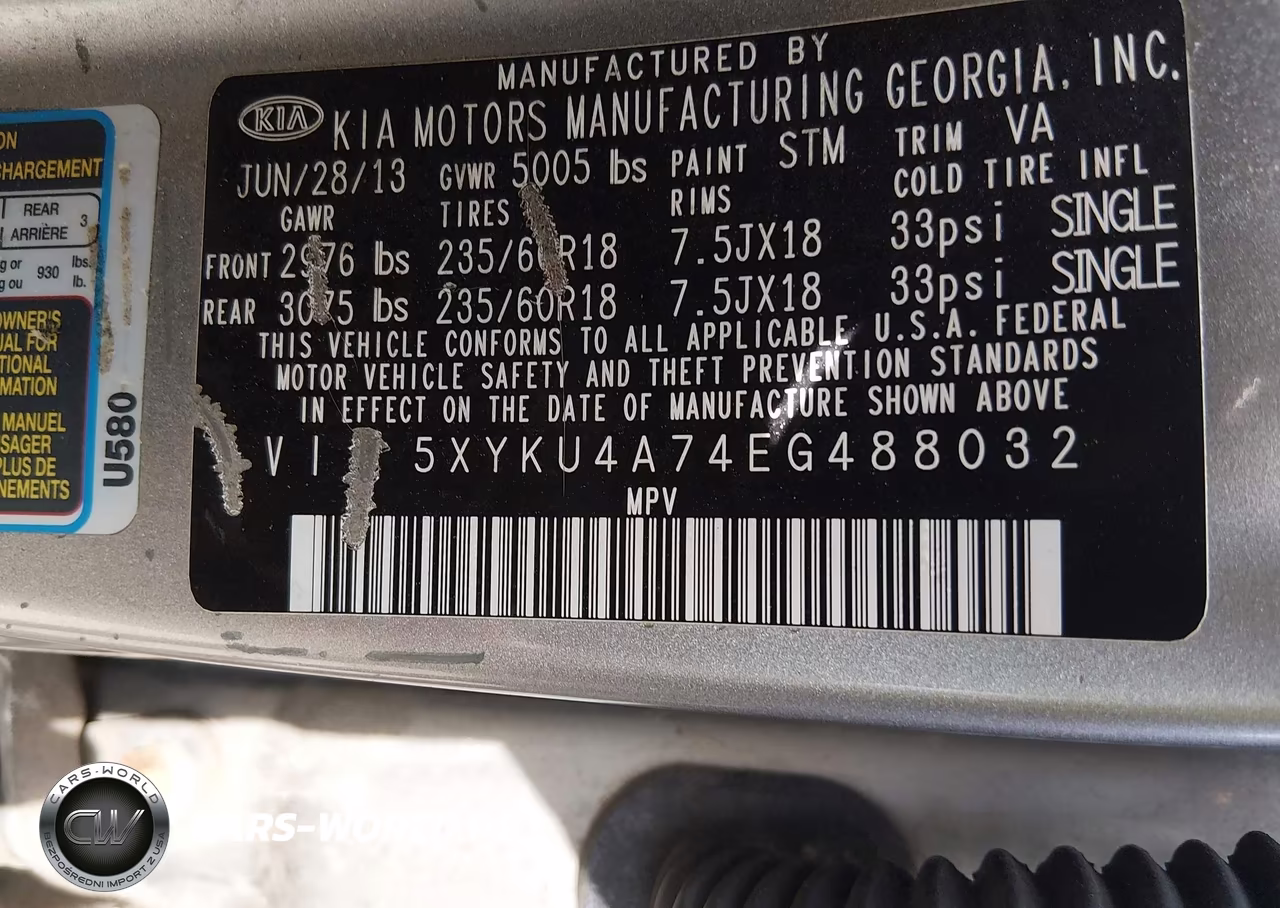 2014 Kia Sorento Ex V6 VIN:5XYKU4A74EG488032 - 9