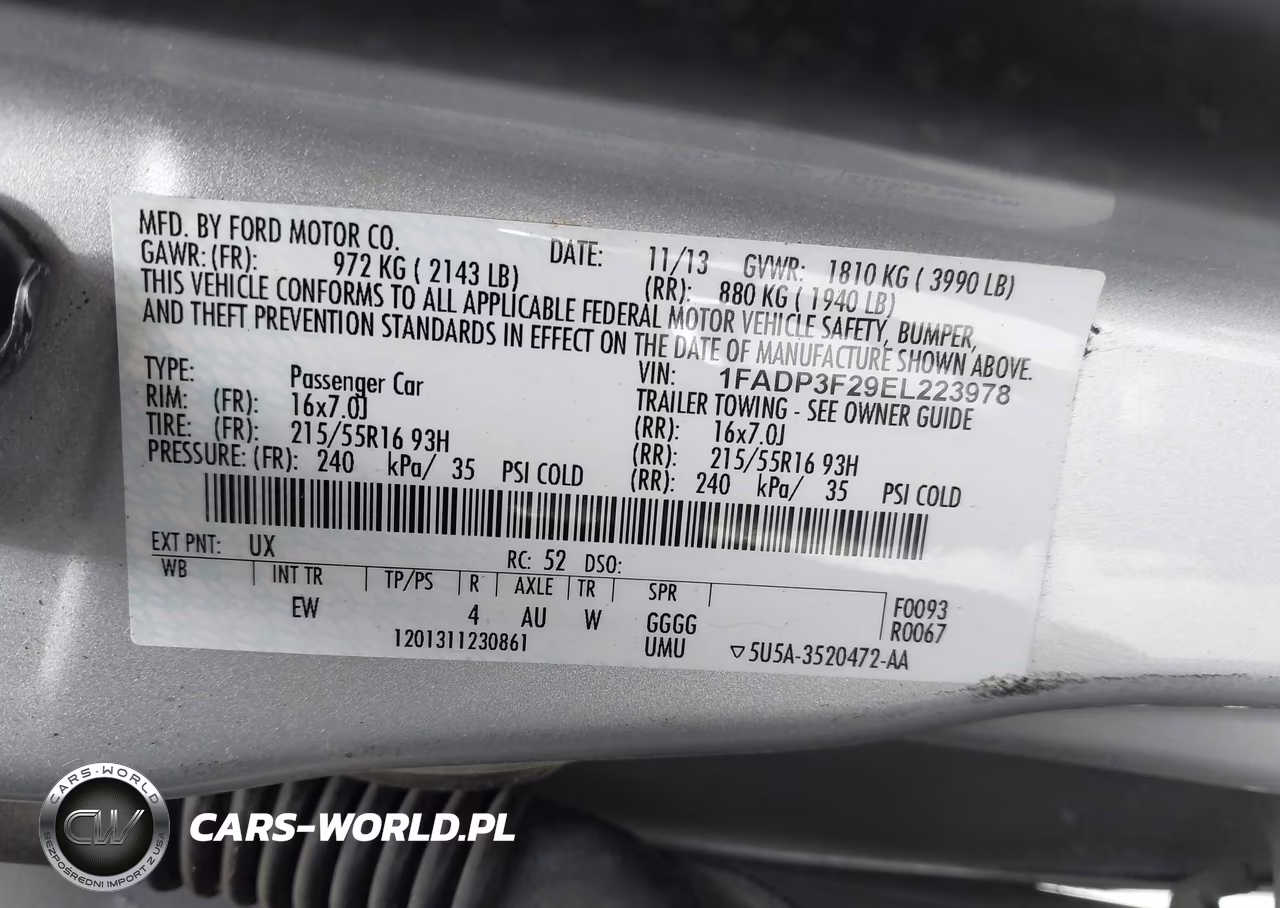 2014 Ford Focus Se VIN:1FADP3F29EL223978 - 9