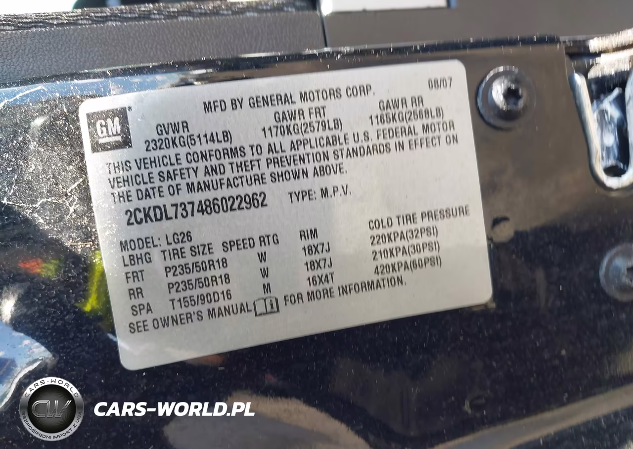 2008 Pontiac Torrent Gxp VIN:2CKDL737486022962 - 9