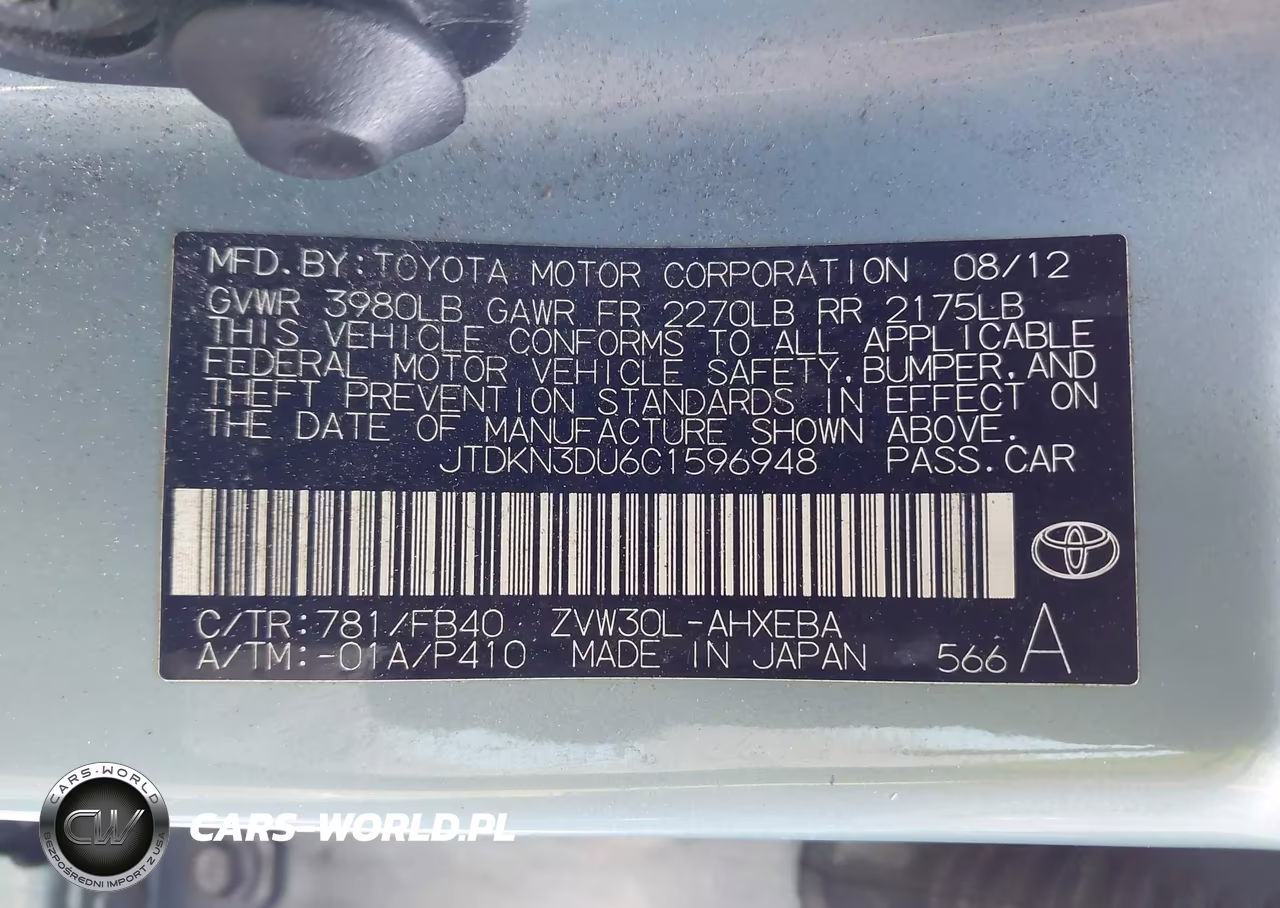 2012 Toyota Prius Three VIN:JTDKN3DU6C1596948 - 9