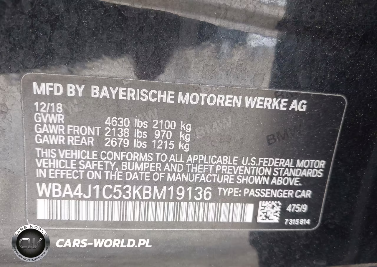 2019 BMW 430I Gran Coupe VIN:WBA4J1C53KBM19136 - 9