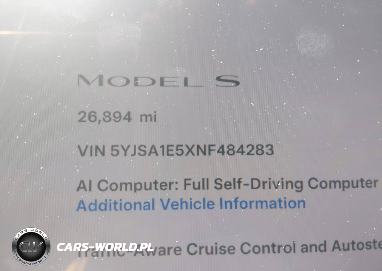 2022 Tesla Model S Dual Motor All-Wheel Drive VIN:5YJSA1E5XNF484283 - 15