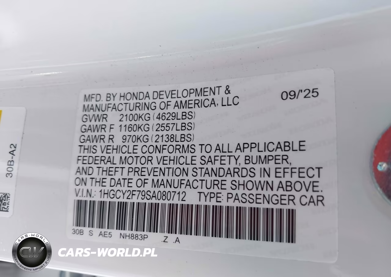 2025 Honda Accord Hybrid Sport-L VIN:1HGCY2F79SA080712 - 9