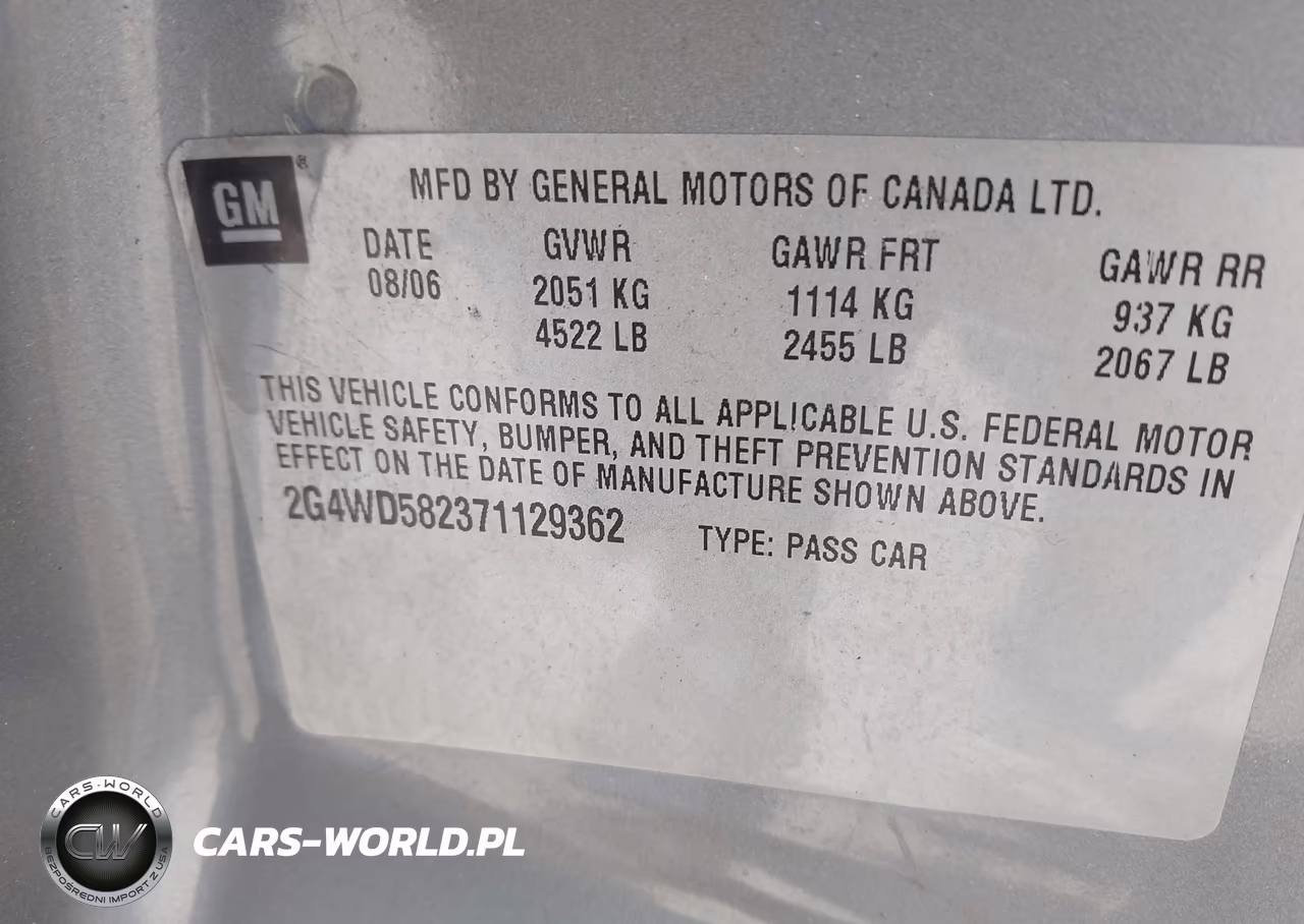2007 Buick Lacrosse Cxl VIN:2G4WD582371129362 - 9