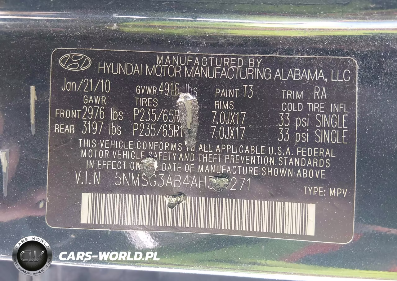 2010 Hyundai Santa Fe Gls VIN:5NMSG3AB4AH361271 - 9
