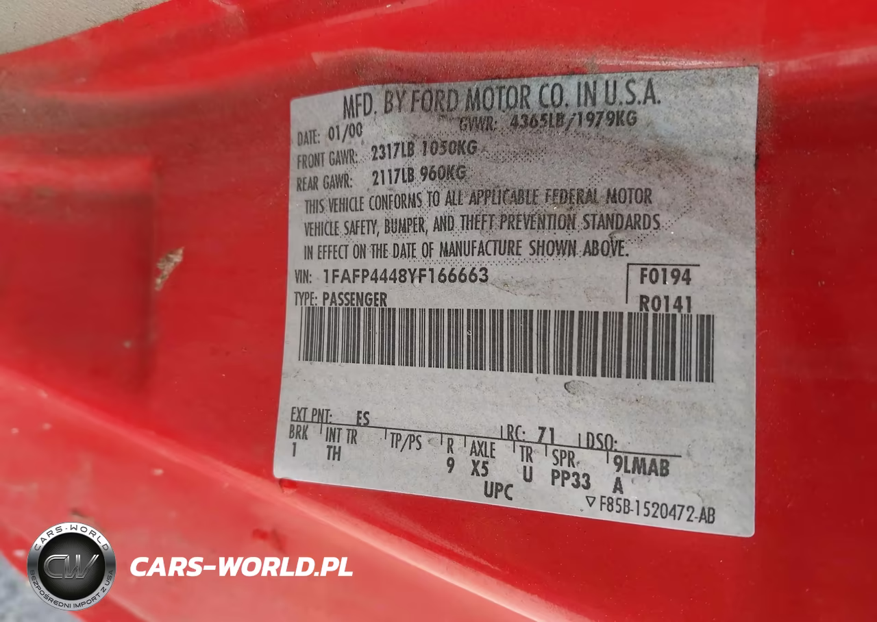 2000 Ford Mustang VIN:1FAFP4448YF166663 - 9