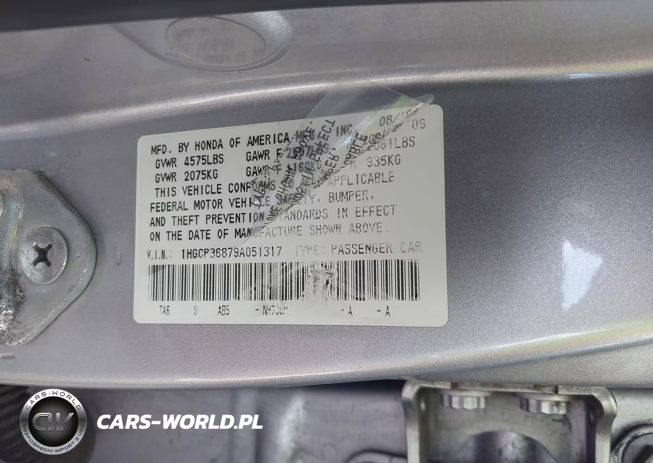 2009 Honda Accord 3.5 Ex-L VIN:1HGCP36879A051317 - 9