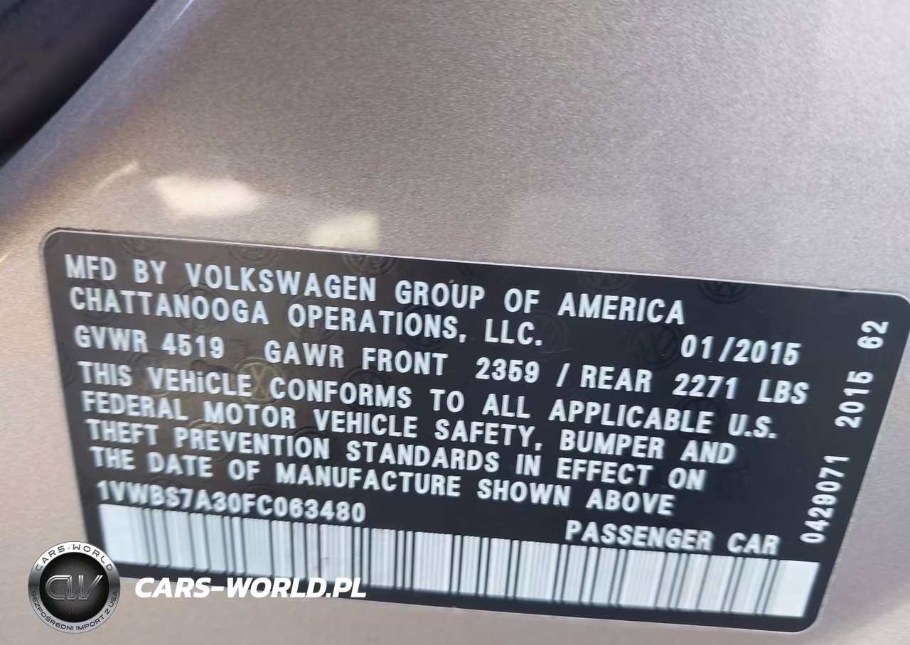 2015 Volkswagen Passat 1.8T Se VIN:1VWBS7A30FC063480 - 9