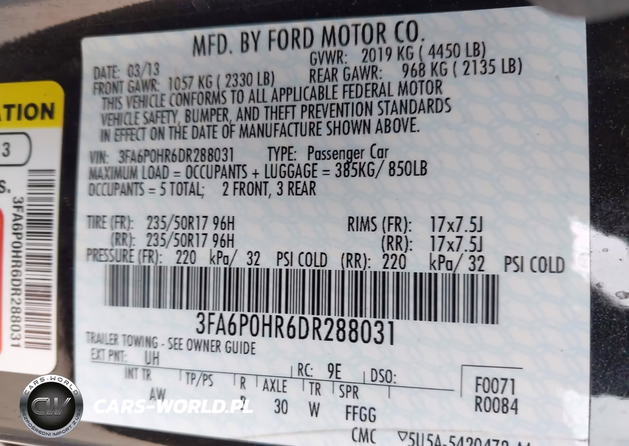 2013 Ford Fusion Se VIN:3FA6P0HR6DR288031 - 9