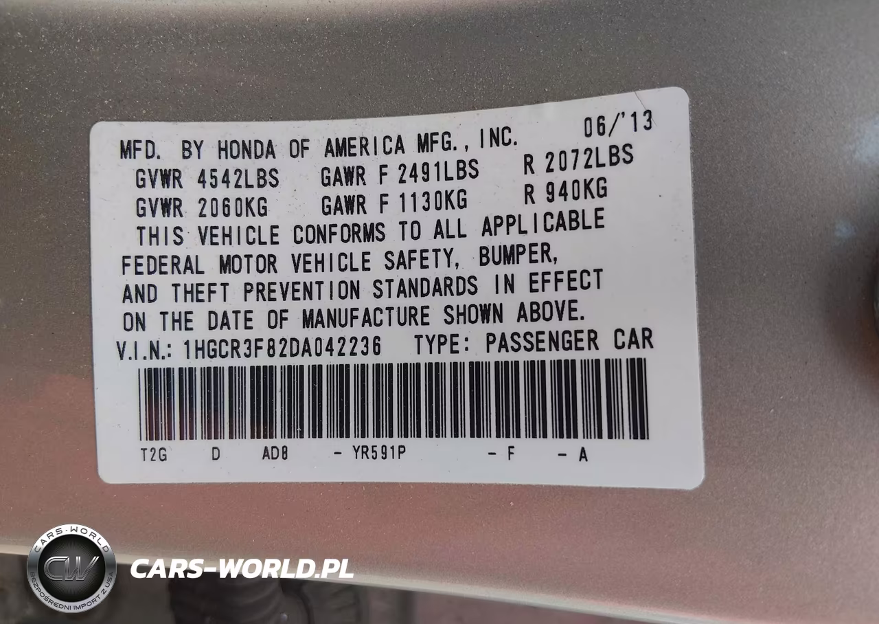 2013 Honda Accord Ex-L V-6 VIN:1HGCR3F82DA042236 - 9