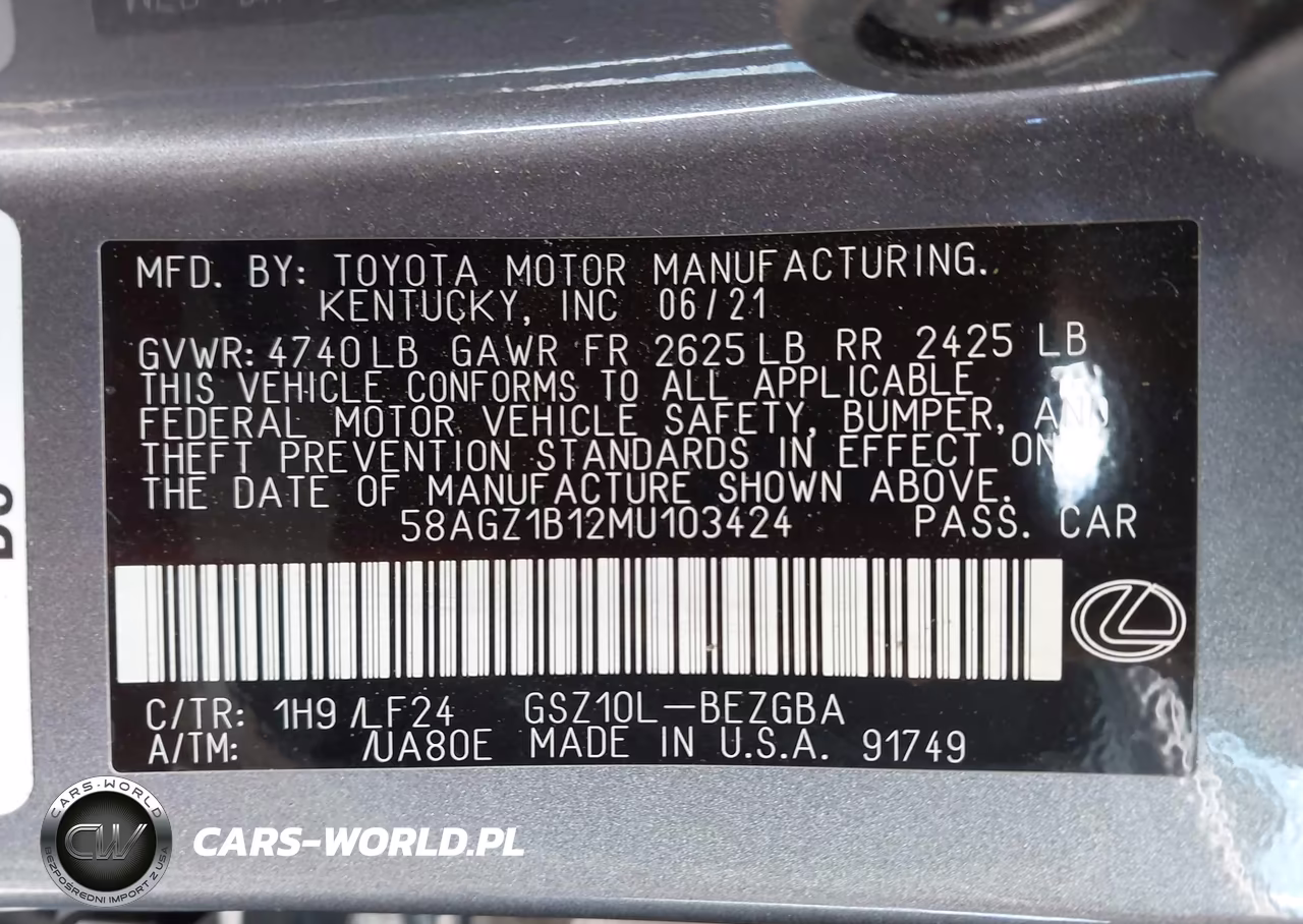 2021 Lexus Es 350 F Sport VIN:58AGZ1B12MU103424 - 9