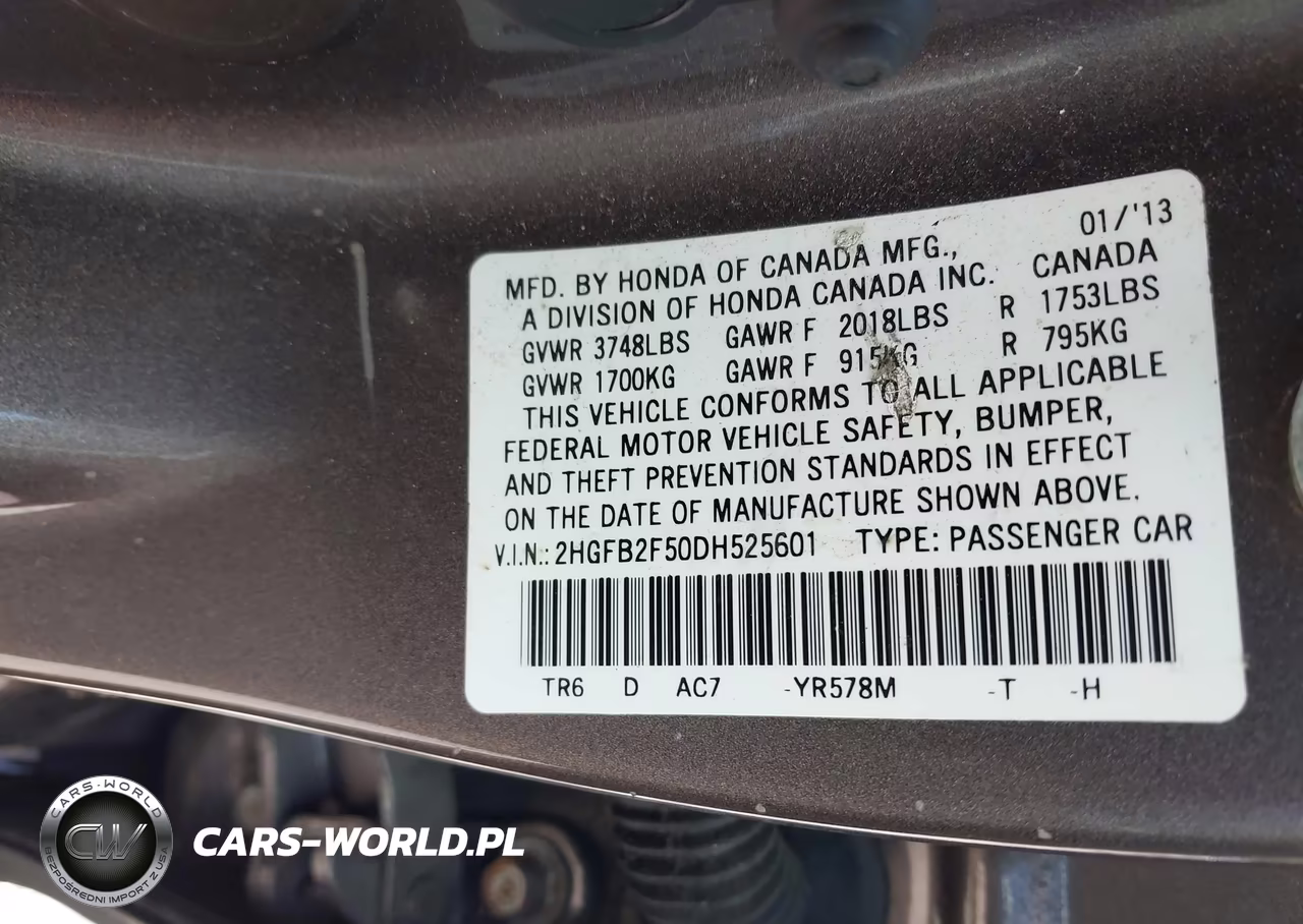 2013 Honda Civic Lx VIN:2HGFB2F50DH525601 - 9