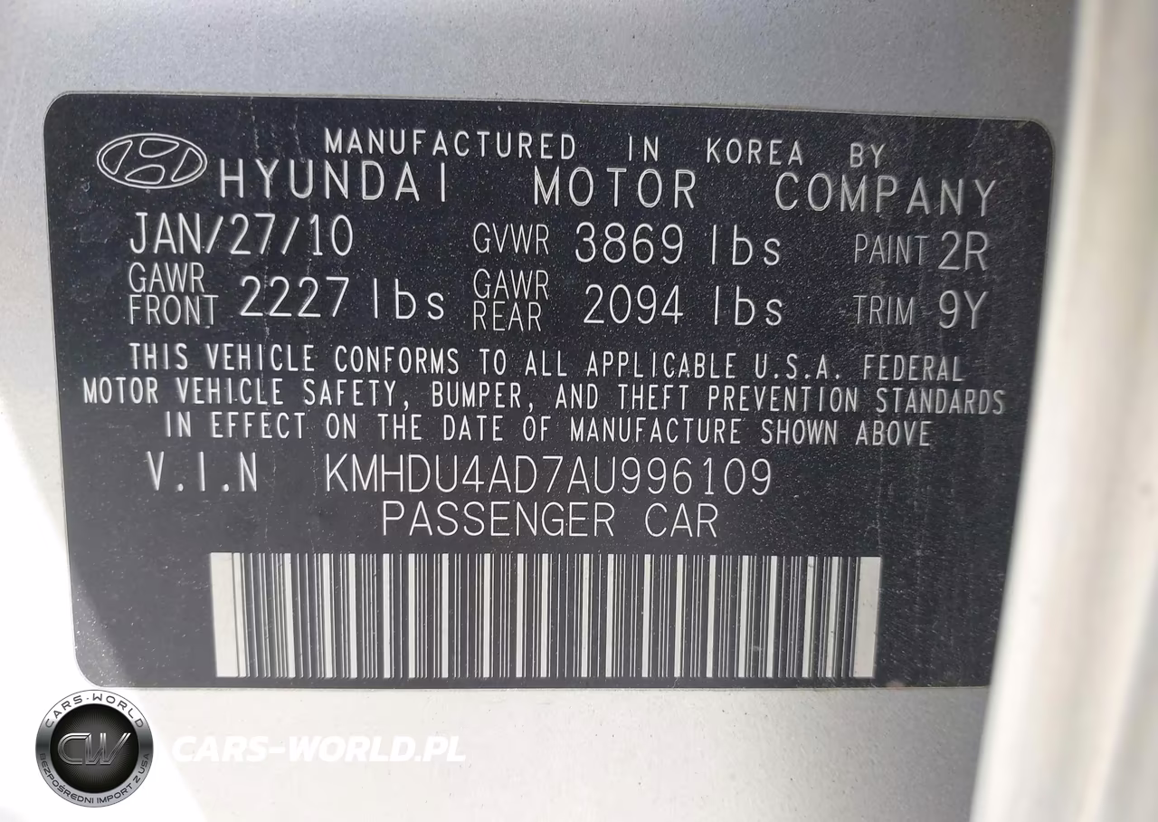 2010 Hyundai Elantra Se VIN:KMHDU4AD7AU996109 - 9