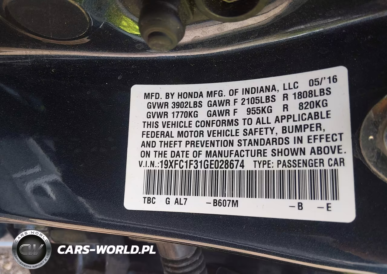 2016 Honda Civic Ex-T VIN:19XFC1F31GE028674 - 9