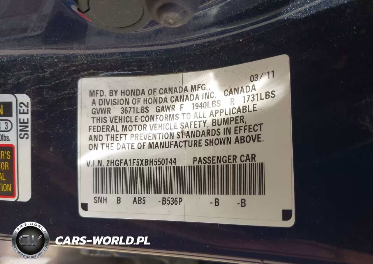2011 Honda Civic Lx VIN:2HGFA1F5XBH550144 - 9