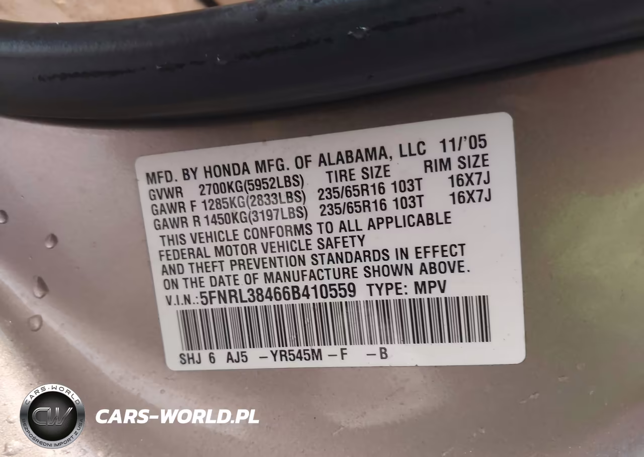 2006 Honda Odyssey Ex VIN:5FNRL38466B410559 - 9