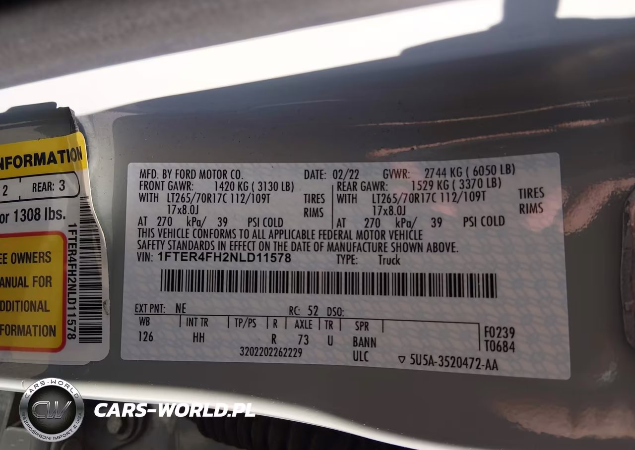 2022 Ford Ranger Lariat VIN:1FTER4FH2NLD11578 - 9