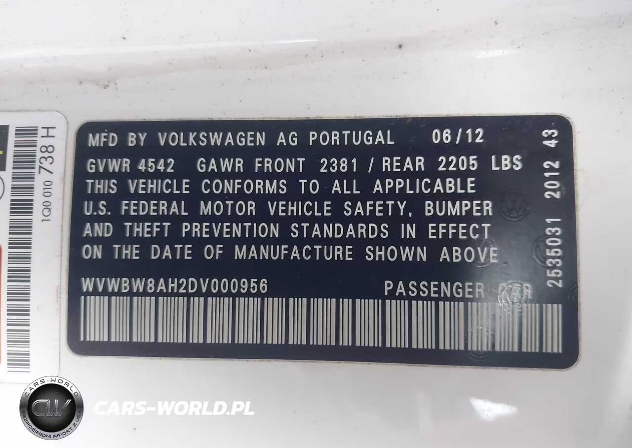 2013 Volkswagen Eos Komfort VIN:WVWBW8AH2DV000956 - 9