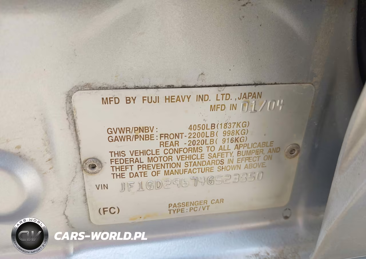2004 Subaru Impreza Wrx VIN:JF1GD29674G523850 - 9