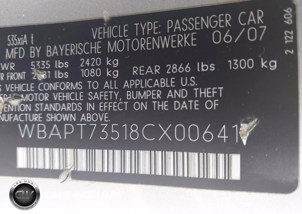 2008 BMW 535Xi VIN:WBAPT73518CX00641 - 9