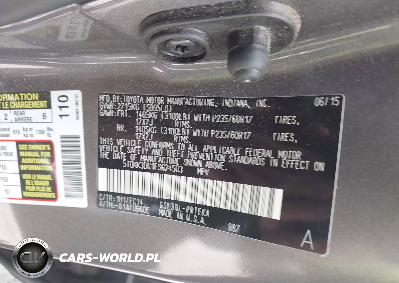 2015 Toyota Sienna Le 8 Passenger VIN:5TDKK3DC1FS624503 - 9