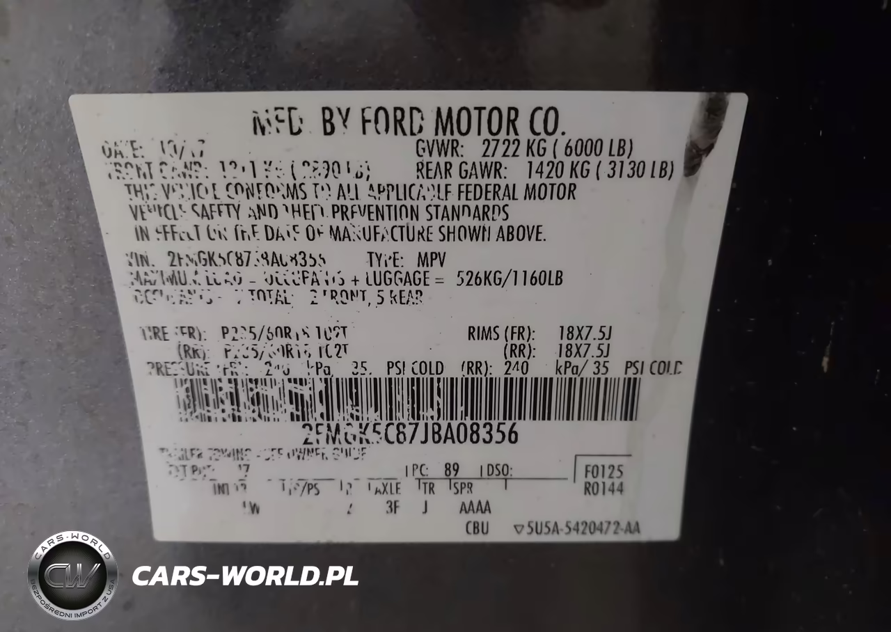 2018 Ford Flex Sel VIN:2FMGK5C87JBA08356 - 9