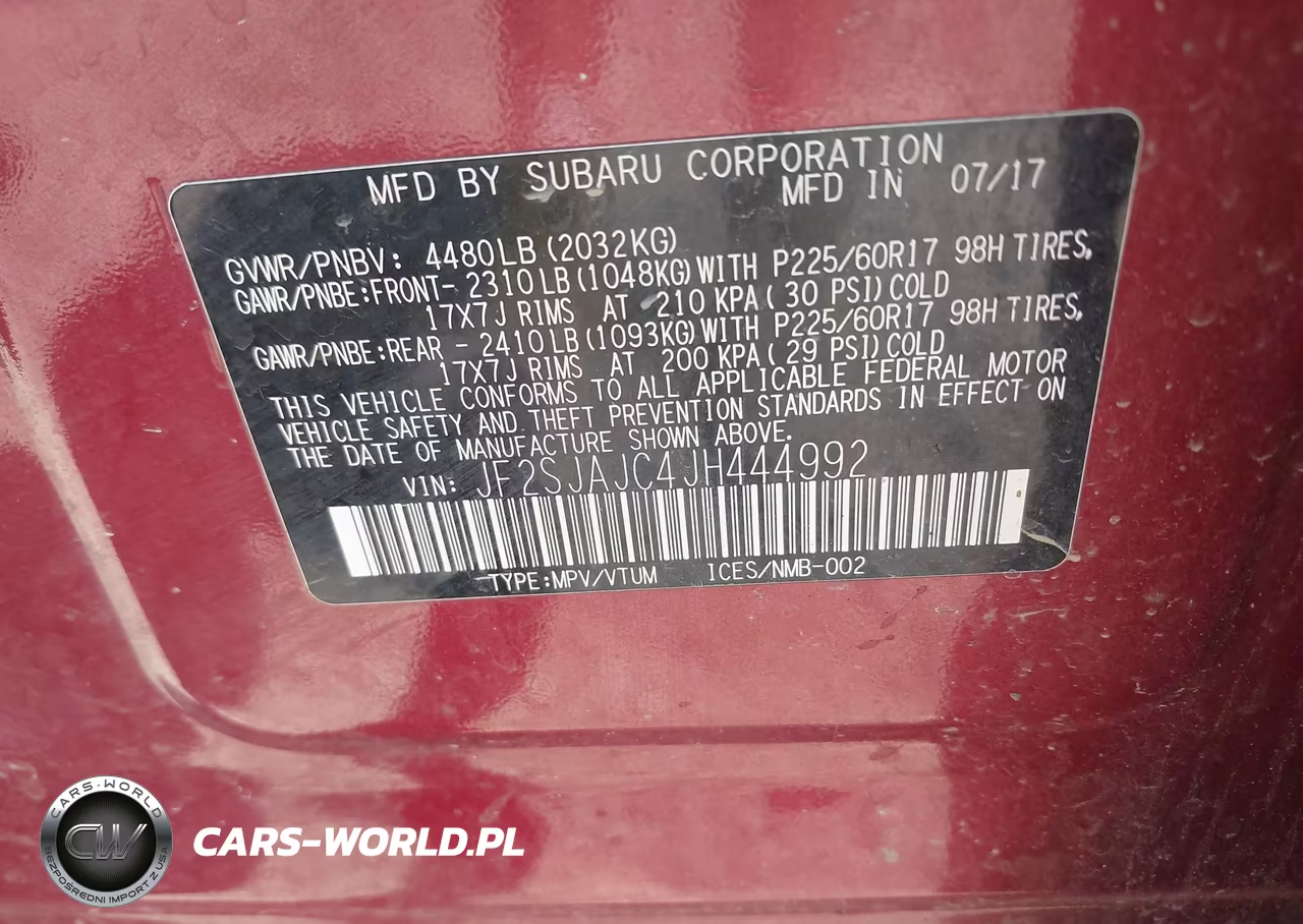 2018 Subaru Forester 2.5I Limited VIN:JF2SJAJC4JH444992 - 9
