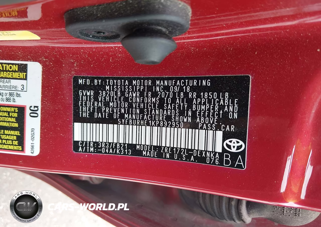 2019 Toyota Corolla Le VIN:5YFBURHE1KP892950 - 9