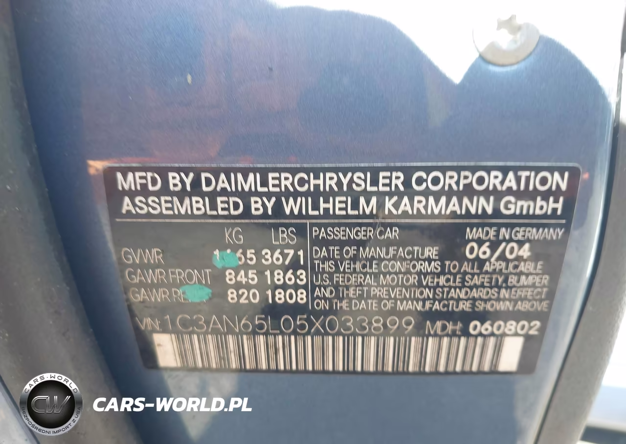 2005 Chrysler Crossfire Limited VIN:1C3AN65L05X033899 - 9